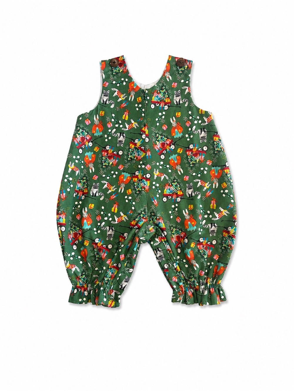 Anna Cole by La Jenns Christmas Romper 9M NWOT Wagon Bunny Cotton